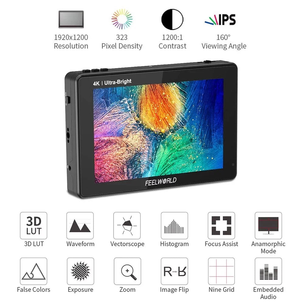 Panel Monitor, LUT7S Touchscreen 7 Video IPS FEELWORLD Brightness 2200nits Inch