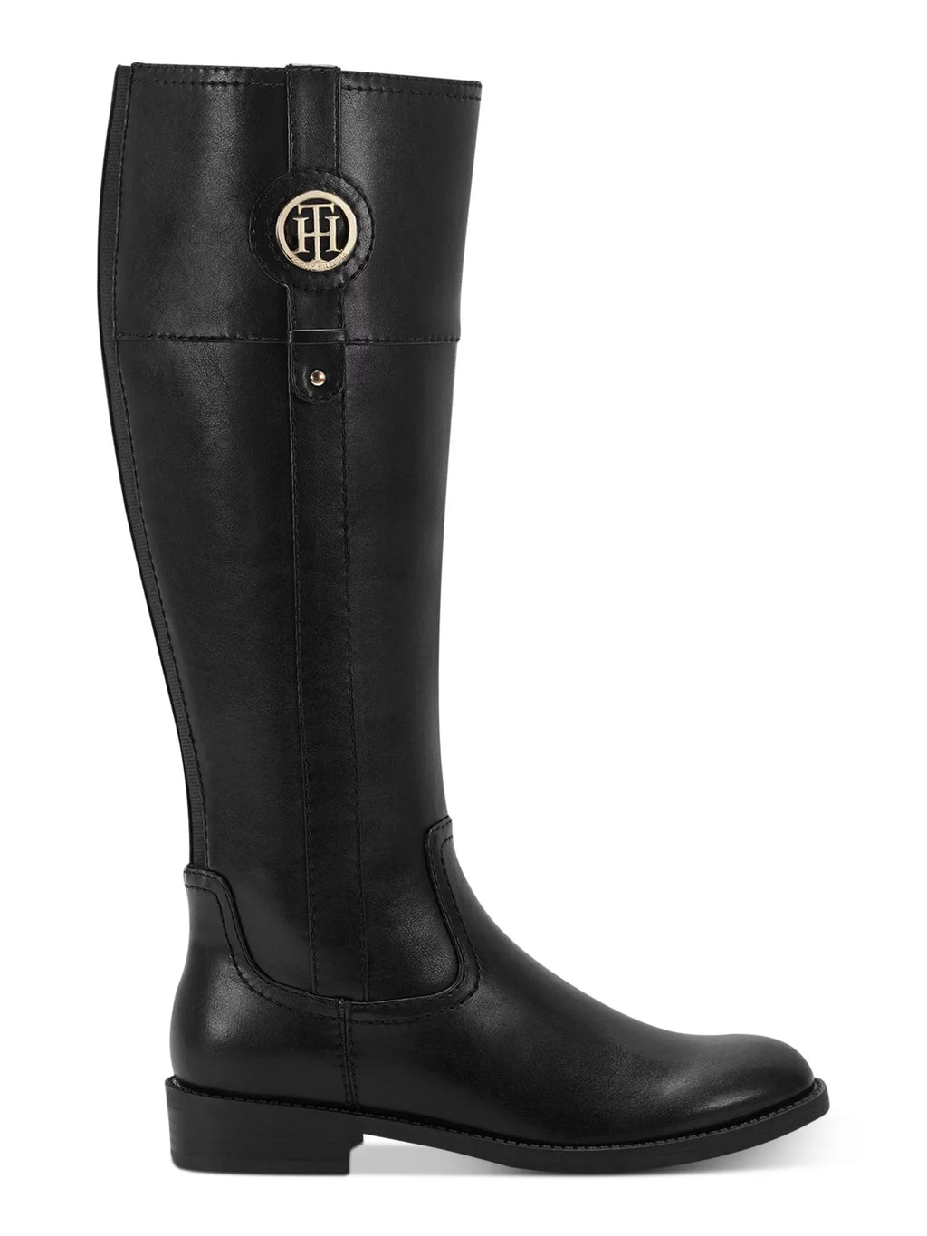 Zip-Up Padded Black Heel M 7 HILFIGER Block Gore Logo TOMMY Imina Riding Womens Boot Flex WC