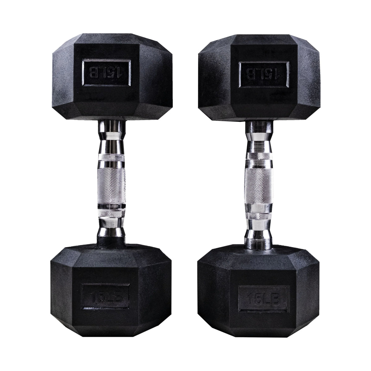 Clean Pair Nut with - Handles 15LB Hex Rubber Dumbbells Metal -
