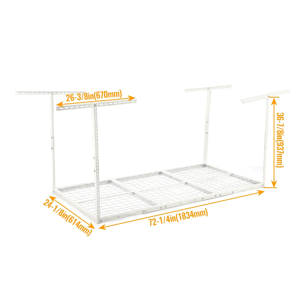 Width White Length Kojem 72" 36" Storage Garage 40" x 3x6 x Adjustable Ceiling Rack, Storage Height, Overhead