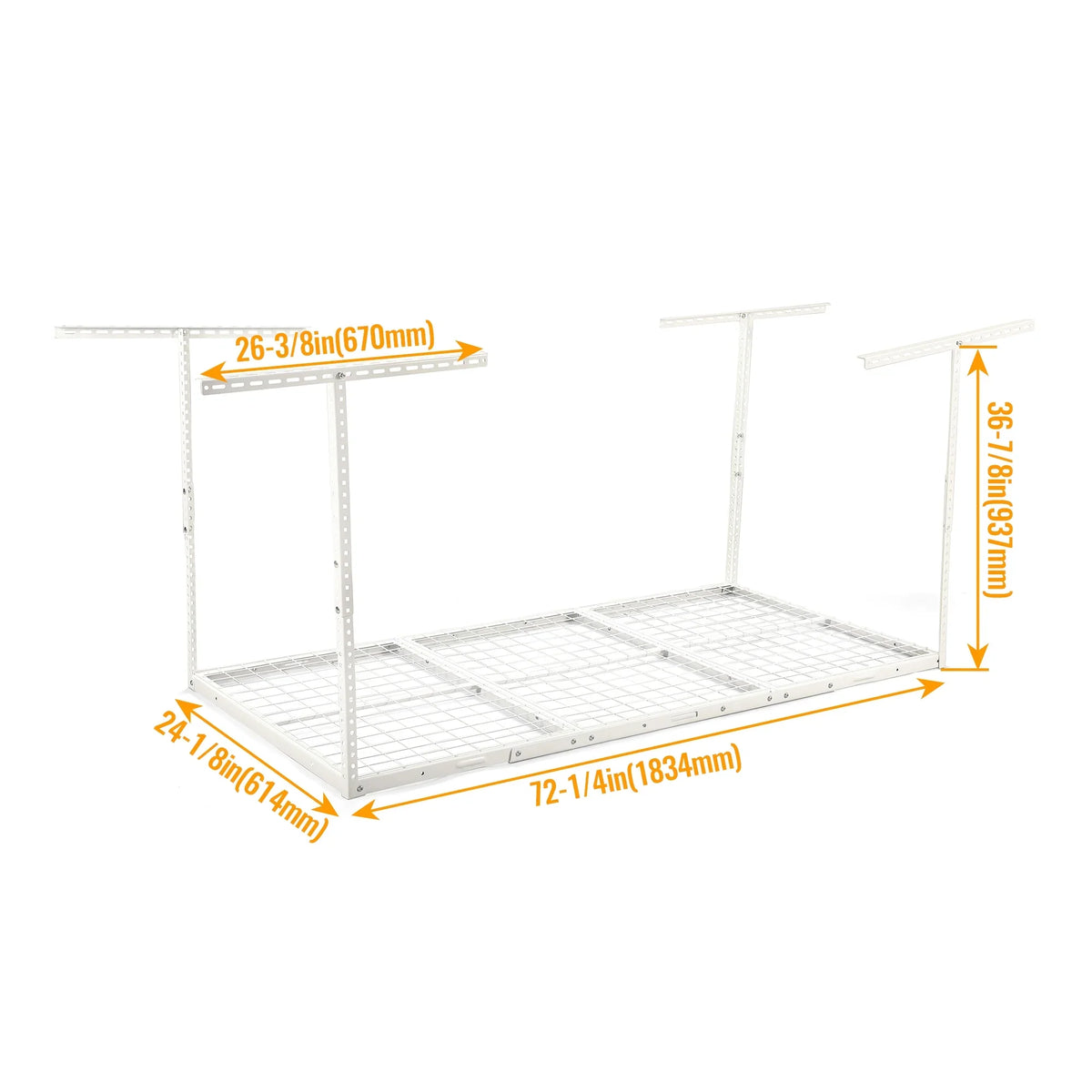Width White Length Kojem 72" 36" Storage Garage 40" x 3x6 x Adjustable Ceiling Rack, Storage Height, Overhead