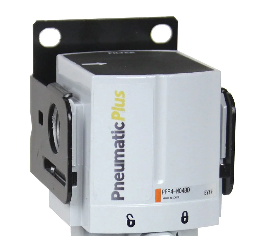 Compressed Miniature 1/4" 5 Air NPT Particulate Manual Poly Micron, Drain, PPF2-N02B - Bracket Bowl, PneumaticPlus Filter