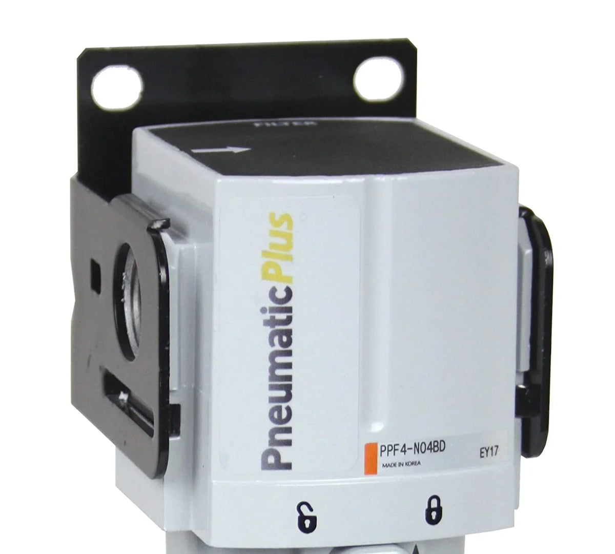 Compressed Miniature 1/4" 5 Air NPT Particulate Manual Poly Micron, Drain, PPF2-N02B - Bracket Bowl, PneumaticPlus Filter