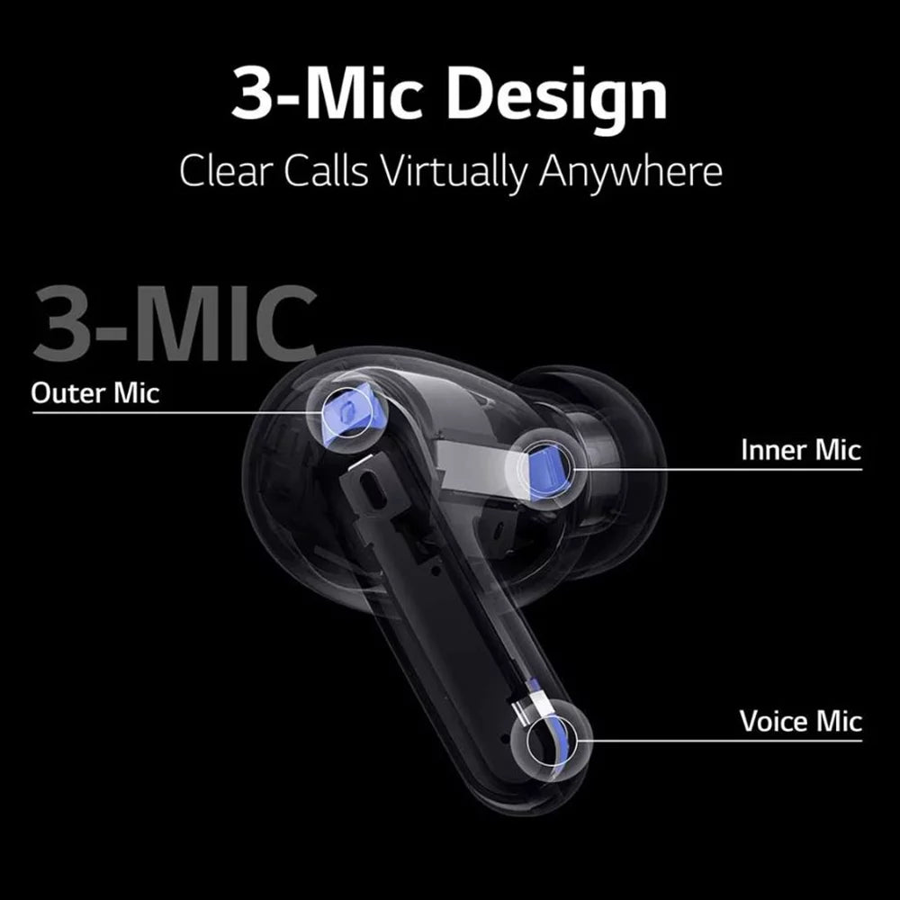 TONE LG Black Open UVnano Earbuds, Cancellation Noise Box Active FP7C True Free Wireless