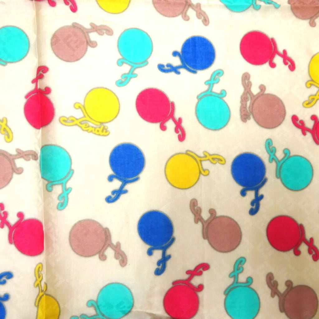 Ball FXT732 (Good) Cotton Beige/Multicolor Women's Fendi Scarf Bandana Pre-Owned Pattern Muffler