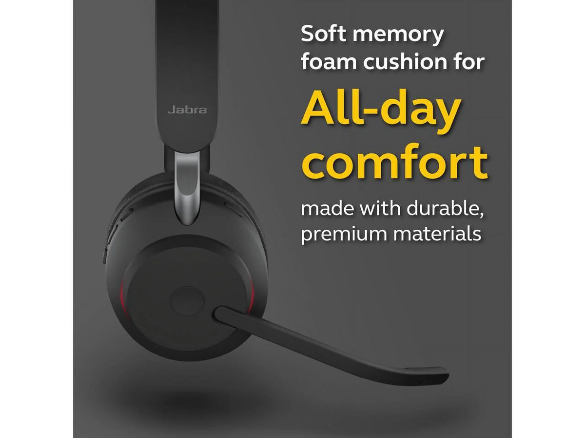 '- MS Charging Headphones Wireless Stand Evolve2 Headset with Black USB-C Mono / 65 Music Jabra