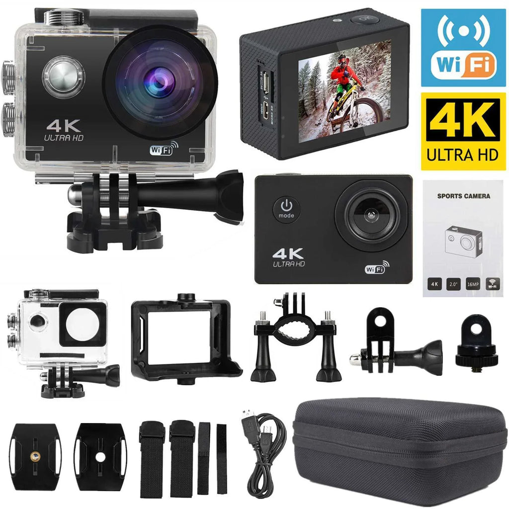 Waterproof, Card, Camera Under 1080P Included HD Action TF Case Camera Carry Battery, Sports 30M