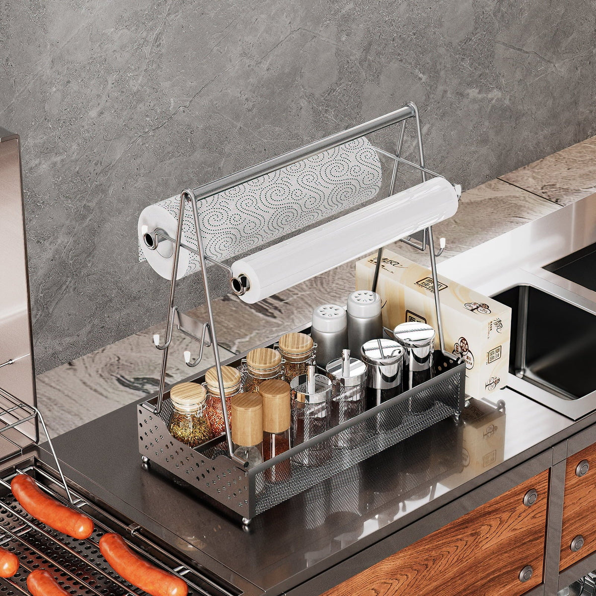 Tools, Caddy Organize Cleaning Backyard and for Condiments, Supplies Towels, Picnics, BBQs, Grill Caddy Kitchens, Paper Utensil - Outdoor - Hvacstar BBQ Garages