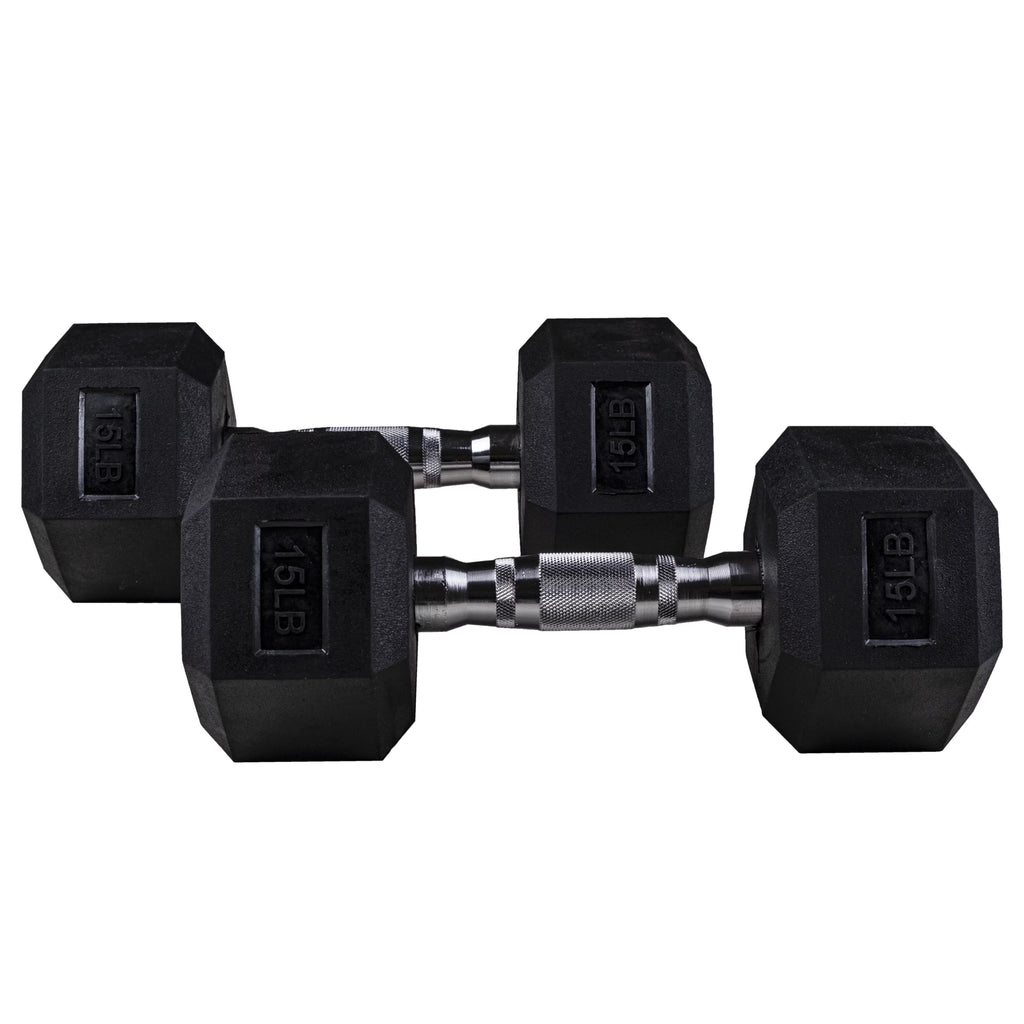 Clean Pair Nut with - Handles 15LB Hex Rubber Dumbbells Metal -