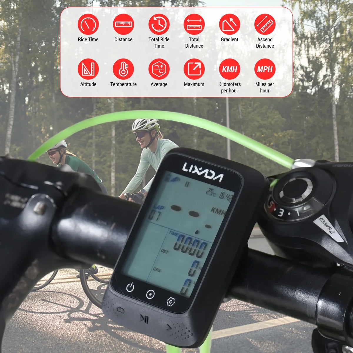 Compatible Wireless BT APP ANT+ Sensor GPS Lixada Computer Strava Gradient Waterproof Altitude with 2.3in Bike