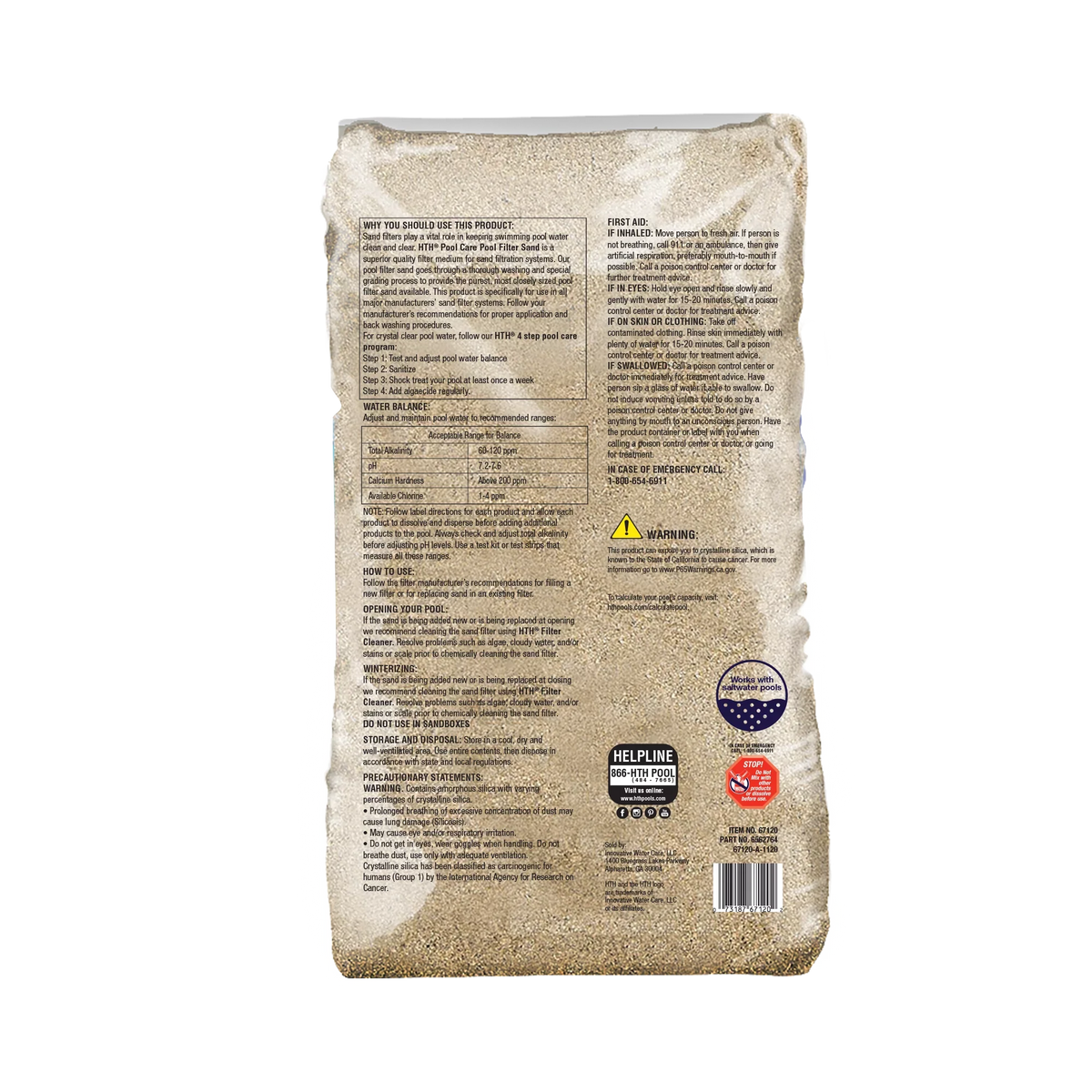 50lb Filter for Swimming Pools, Sand Pool Care HTH Pool
