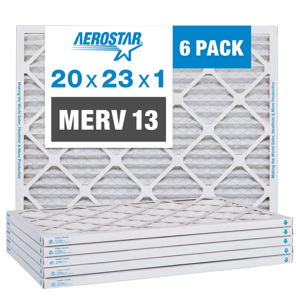 Furnace MERV Air Air 6 Filter, AC Pleated 13 Aerostar Filter, 20x23x1 Pack