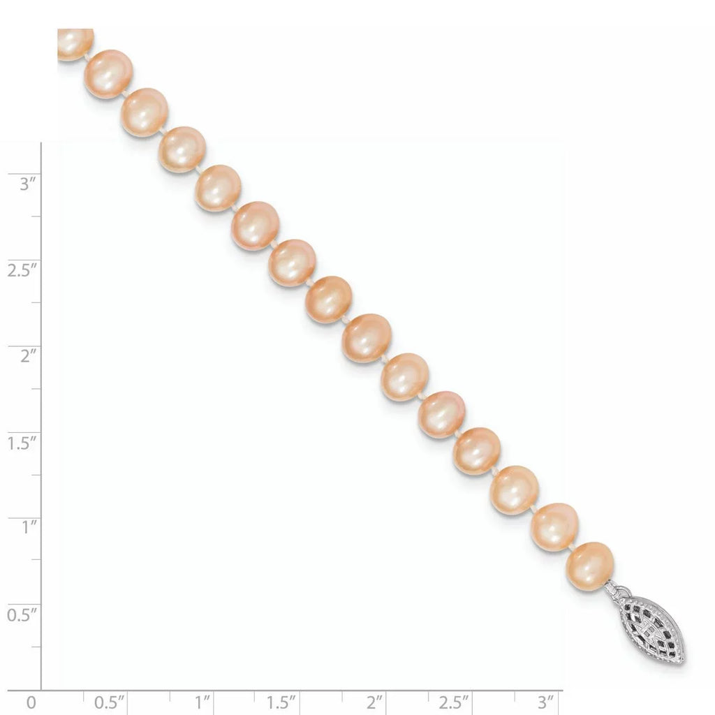 Primal wristband Sterling Pearl 6-7mm Cultured Rhodium-plated Freshwater Pink Silver Silver