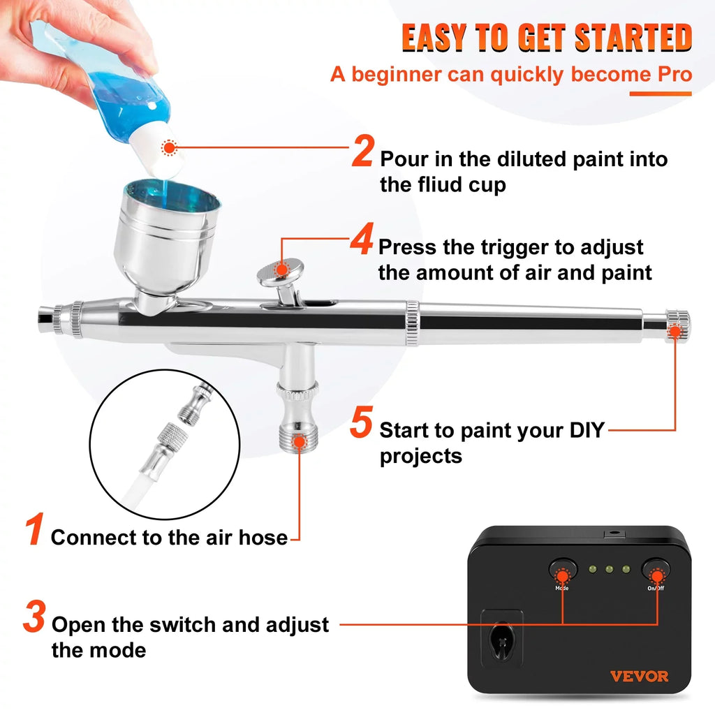 Tattoo Portable Feed w/ with Kit Airbrush Airbrush Cookie Airbrushing Art System Set Dual-action Multi-purpose Gravity Compressor, SKYSHALO Airbrushes, Nail Kit, Makeup