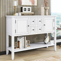Navy Table WF190263AAH) Small Ample Kitchens TREXM Console Cambridge Storage SKU Drawers Bottom Four for Vintage and (Light with Entrances and Rooms Living Series Shelf OLD