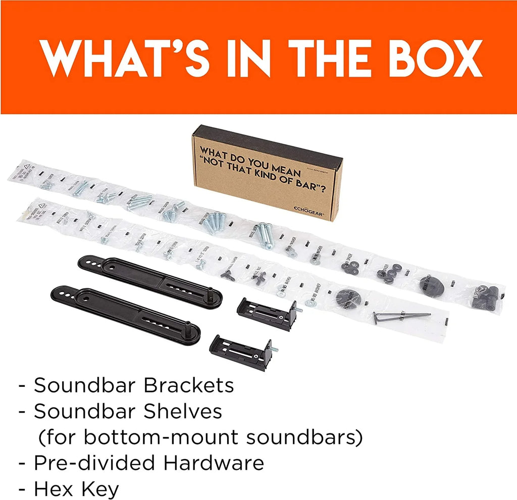 Bar - & Between & TVs Sound Vizio, Works Your ECHOGEAR TV Maximum - with with Brackets Atmos Dolby LG, Bose, Height Mounting & Compatibility Soundbar for for Speakers Adjust Depth More