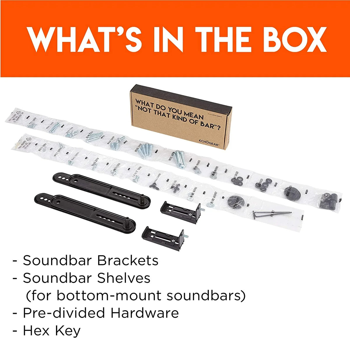 Bar - & Between & TVs Sound Vizio, Works Your ECHOGEAR TV Maximum - with with Brackets Atmos Dolby LG, Bose, Height Mounting & Compatibility Soundbar for for Speakers Adjust Depth More