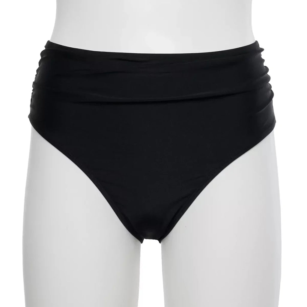 Hi Front BLACK S Top Miller + Shirred Bikini Twist Bottom Nicole Waist 2Pc