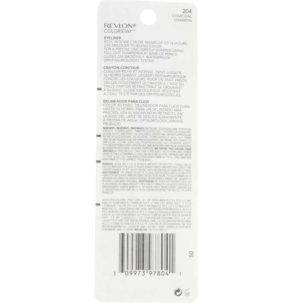 Colorstay (Pack [204], 0.01 Revlon Oz Charcoal Eyeliner Pencil, Of 4)