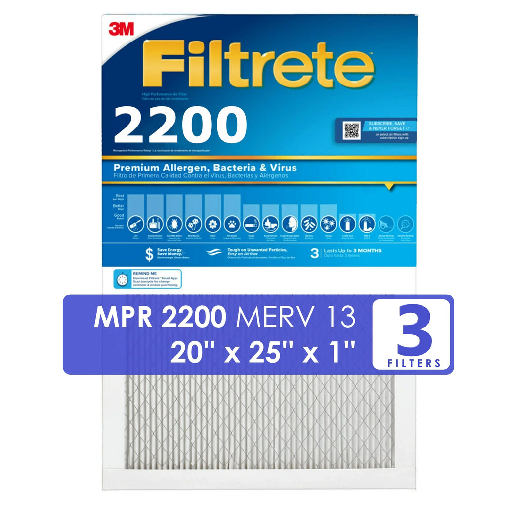 FILTERS Premium *EN Pollutants Filters 3M Series - Allergen (20x25x1) 2200 Air - Home Filtrete Filters & 3