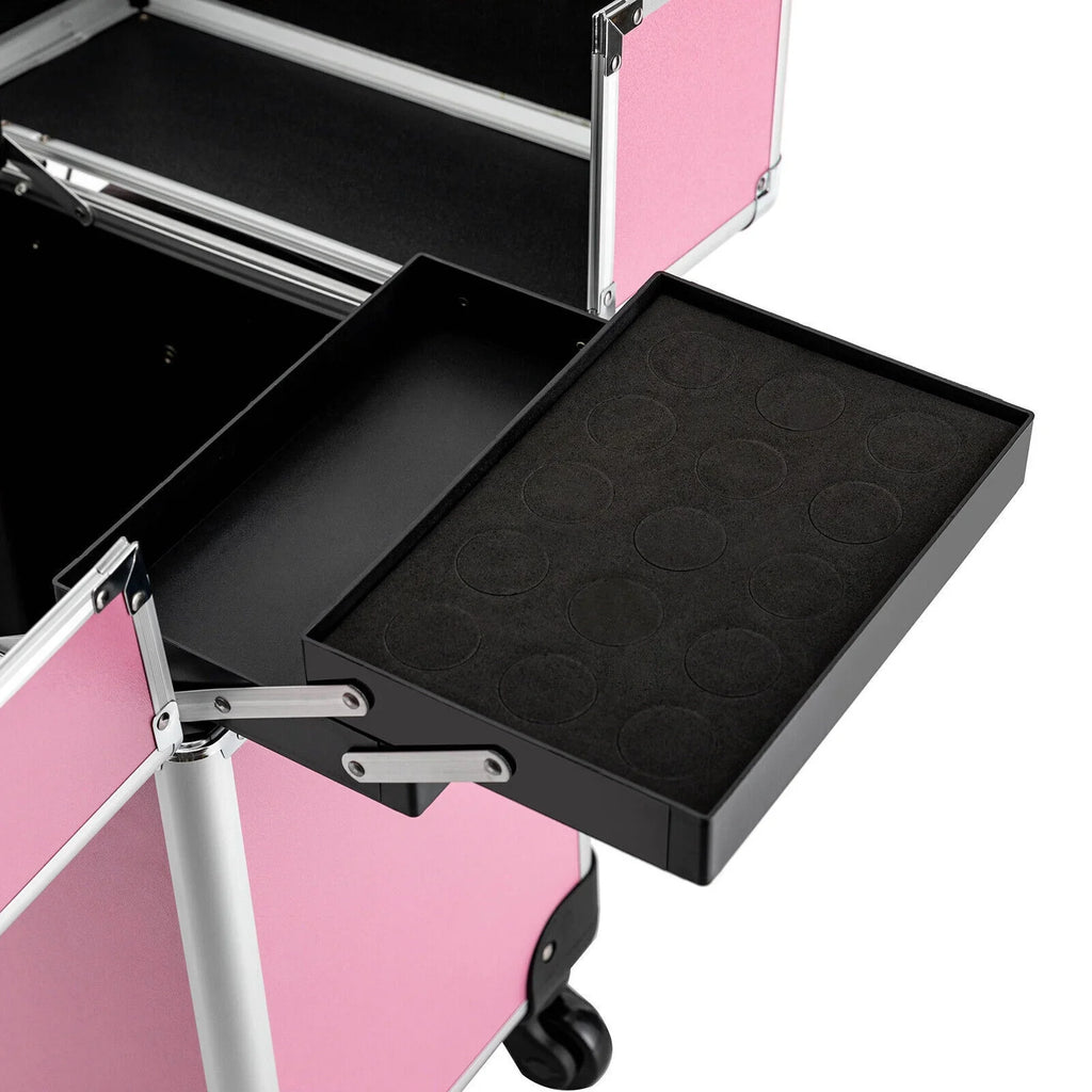 Storage Adjustable Cosmetic Travel Beauty Case for Case Professional Care Barber Miumaeov Train Salon Organizer Case Large Personal Rolling Dividers Cosmetic Makeup Trolley
