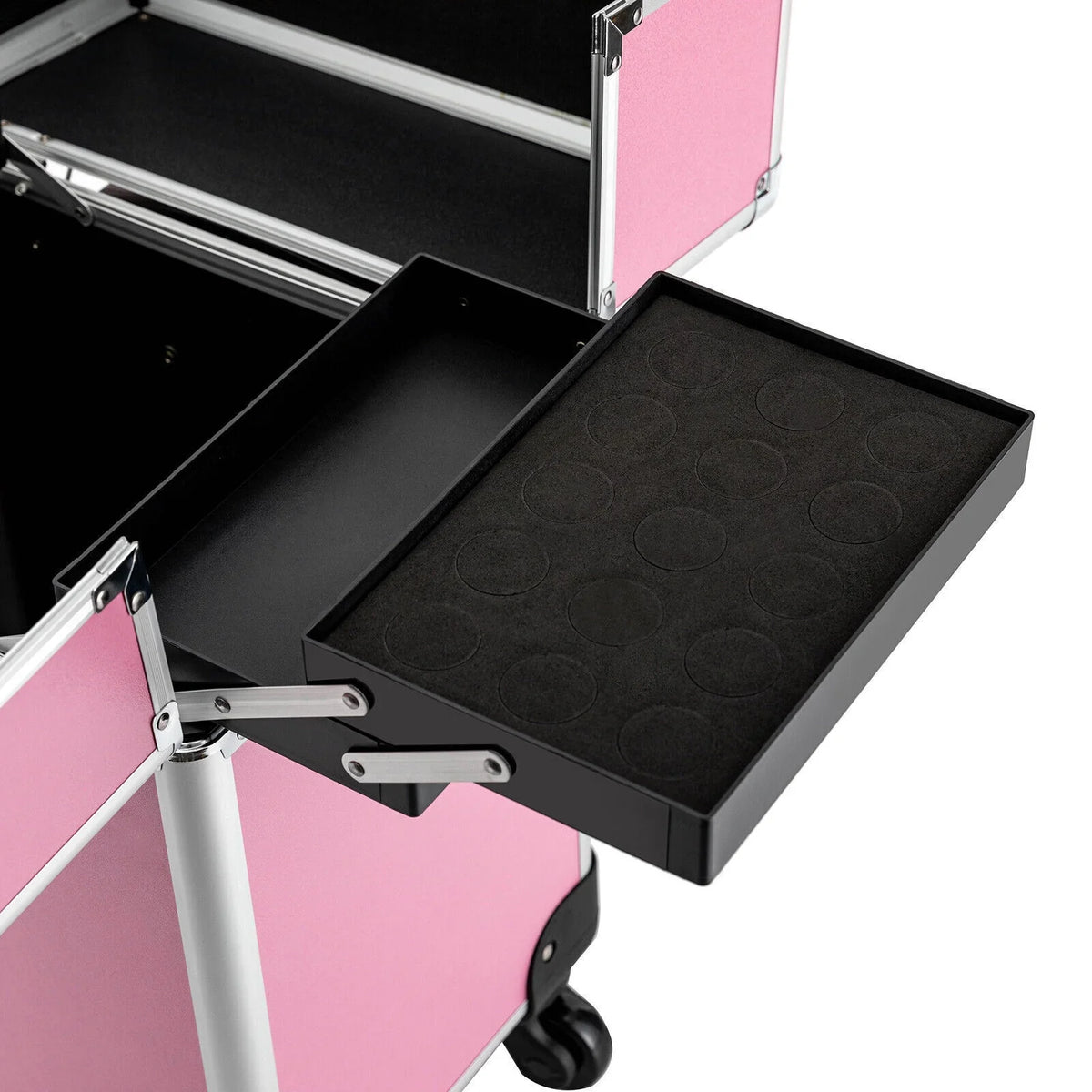 Storage Adjustable Cosmetic Travel Beauty Case for Case Professional Care Barber Miumaeov Train Salon Organizer Case Large Personal Rolling Dividers Cosmetic Makeup Trolley