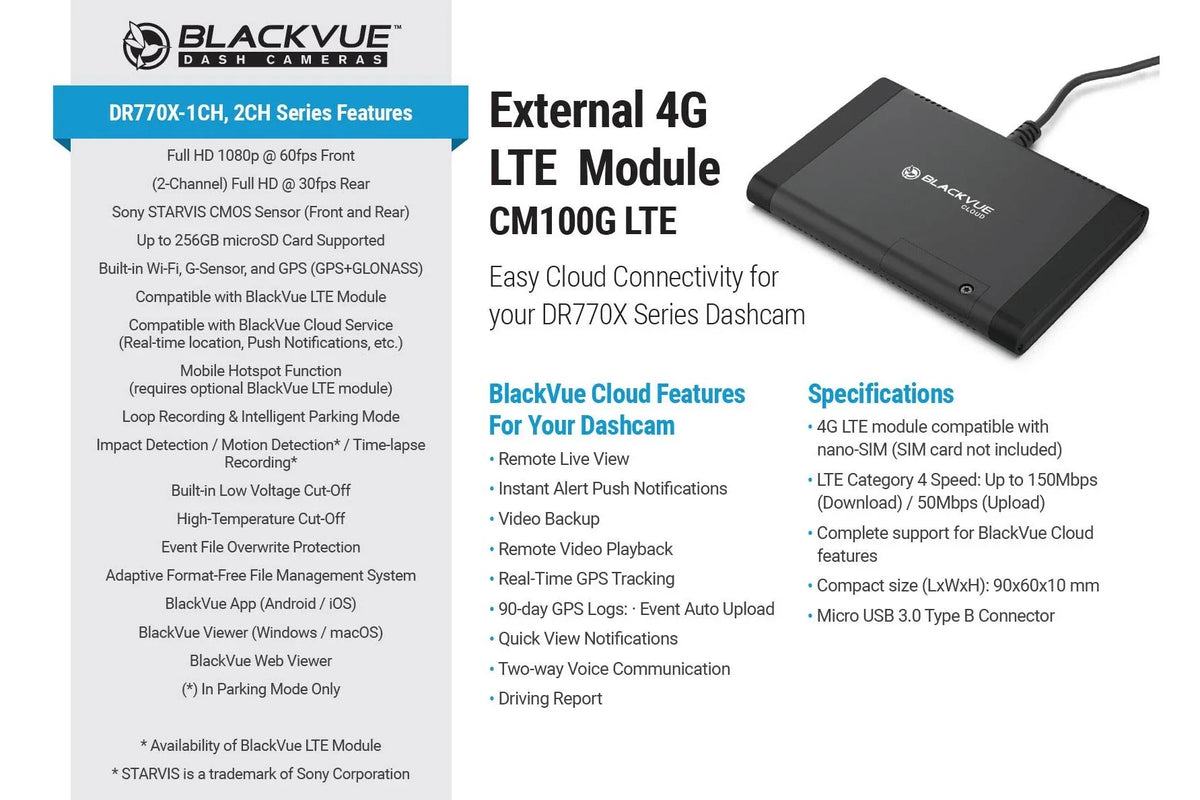 Card WiFi Front + 1080p With Cloud-Ready Dash DR770X-2CH-TRUCK & Cam 64GB GPS 60FPS Exterior BlackVue Waterproof |
