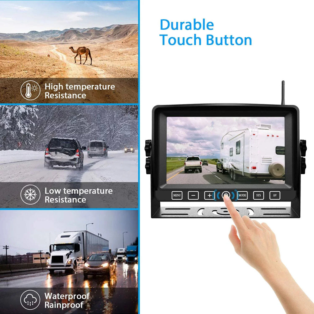 Camera with Cam Monitor Button Range Operation Trailer Long Backup Wireless Xroose with RV Camper Digital DVR AHD Motorhome 1080P Touch Dual for 7” Truck Side View CM2 Rearview System Rear Signal
