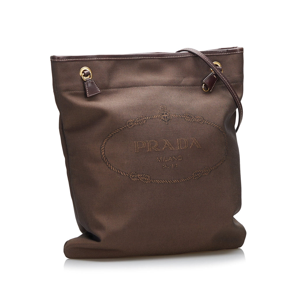 (Good) Unisex Brown Canvas Authenticated Logo Fabric Crossbody Crossbody Prada Pre-Owned Bag Canapa
