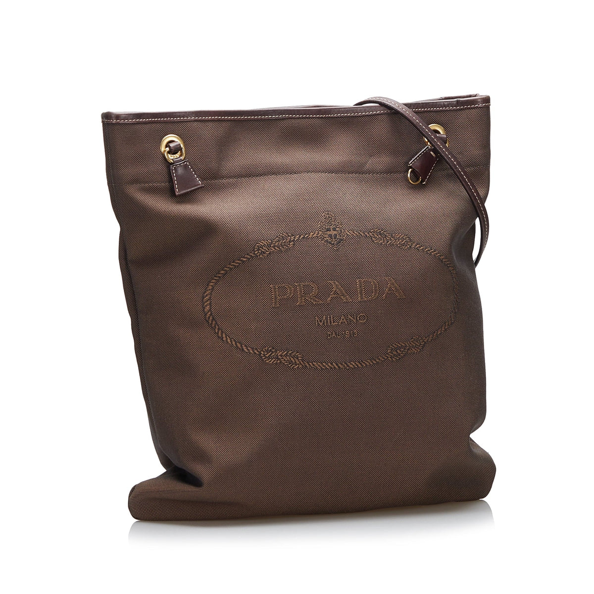 (Good) Unisex Brown Canvas Authenticated Logo Fabric Crossbody Crossbody Prada Pre-Owned Bag Canapa