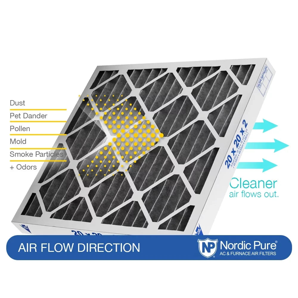 Air Pack Plus Pleated Carbon Pure 20x20x2 MERV Pleated 10 12 Nordic Filters