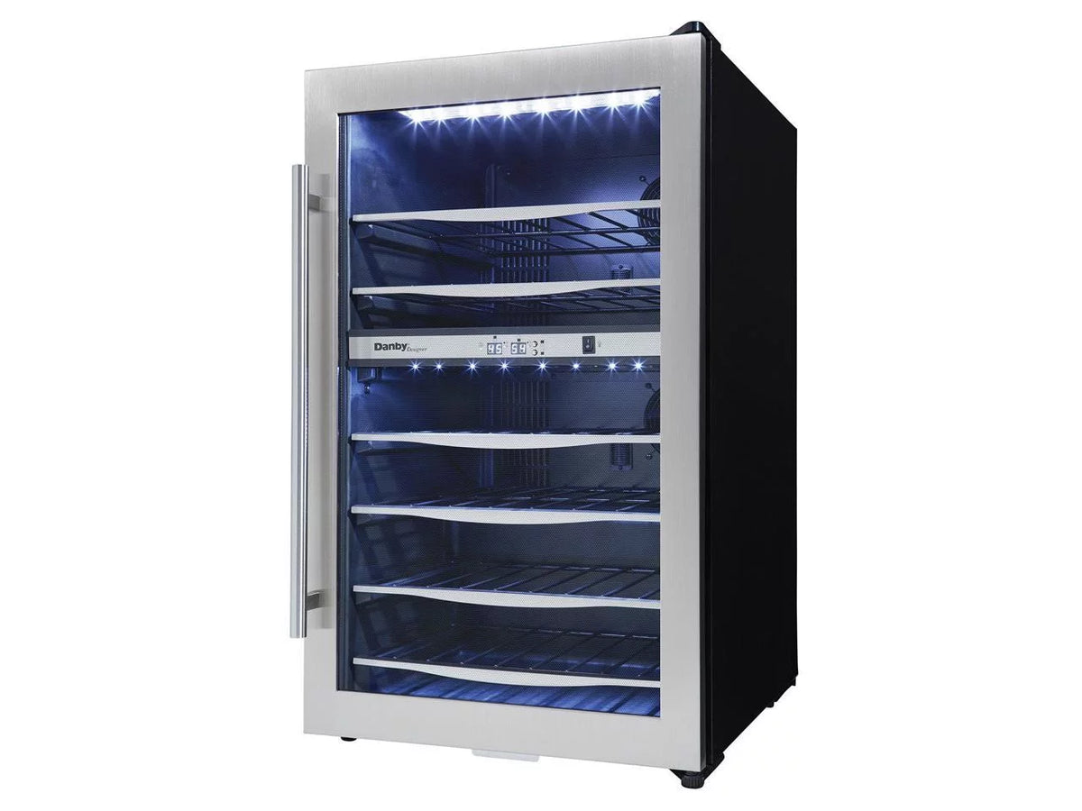 Wine Danby Designer DWC040A3BSSD LED 38 Cooler Light Bottle Refrigerator Compact