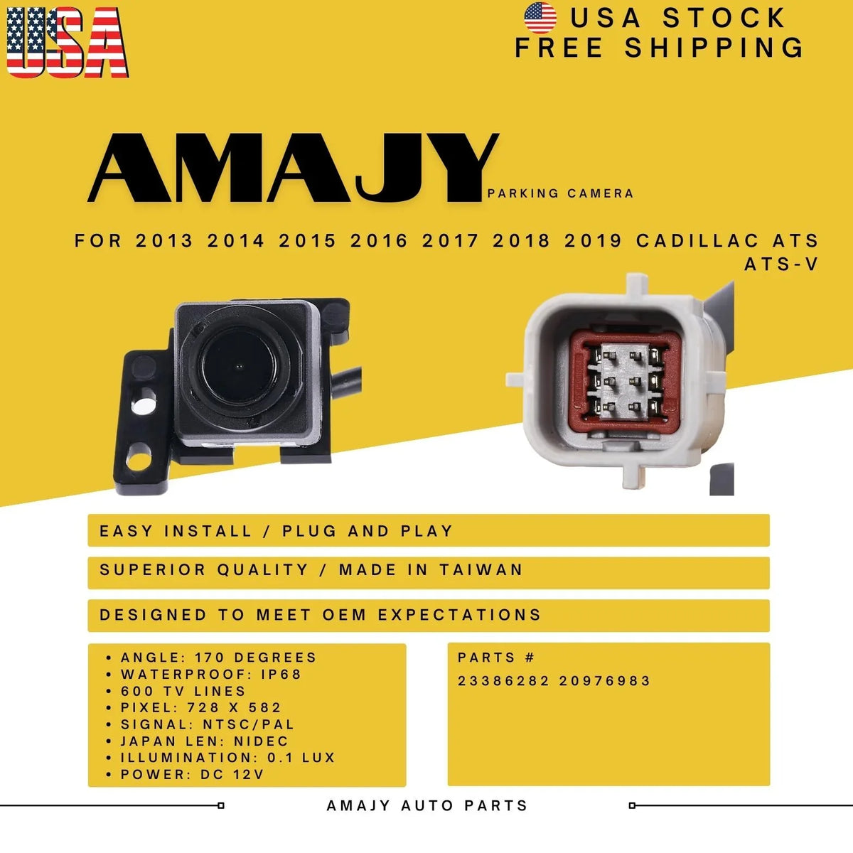 ATS-V Replaces 23386282 Backup ATS for Camera Cadillac 13-19 20976983