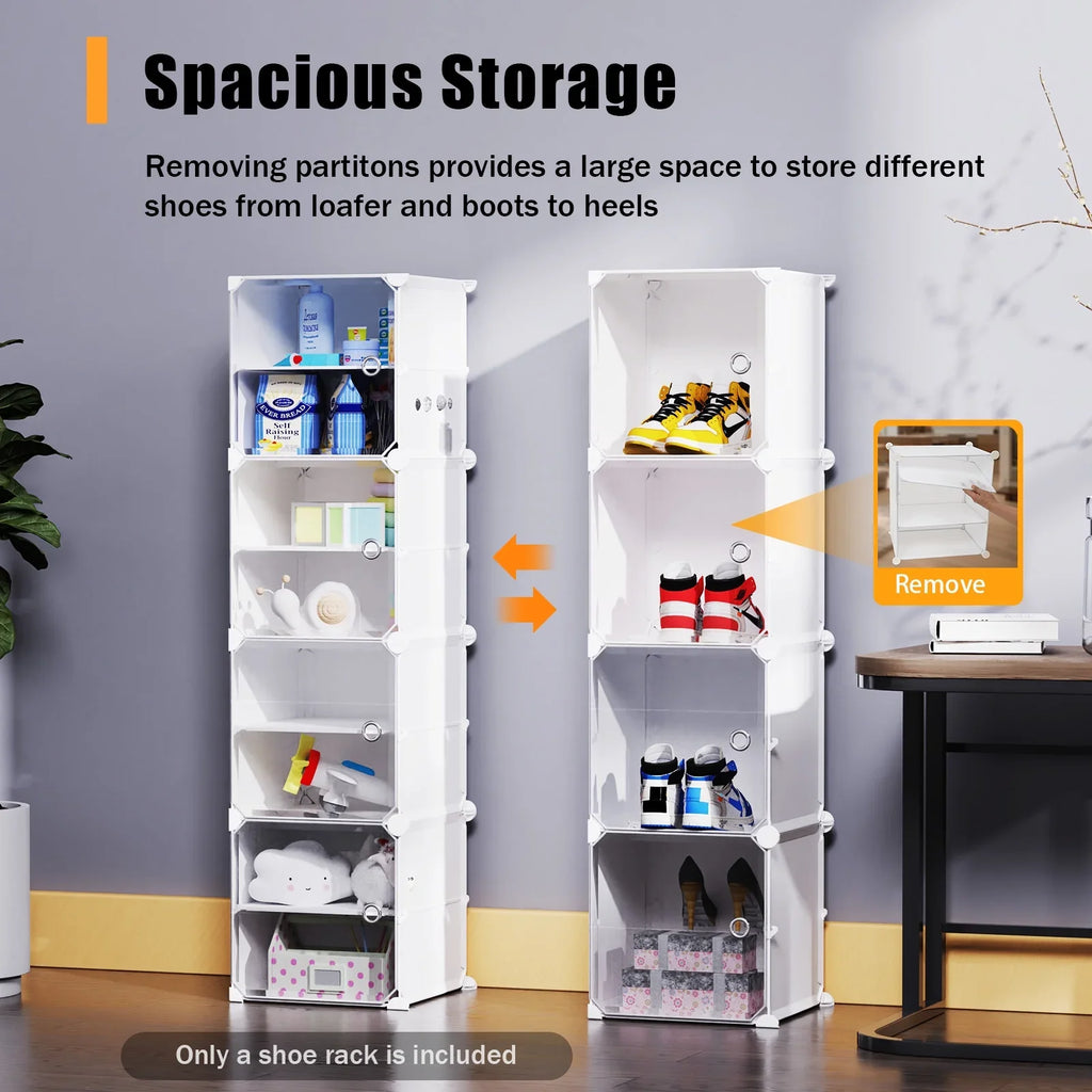 Stand Rack Entryway Organizer Plastic 48 Tower Shoe Cabinet Boxes, 12 White Shelf Cubes Shoe Bedroom Tiers Shoe Storage Pairs Storage 96 Closet Modular for Hallway