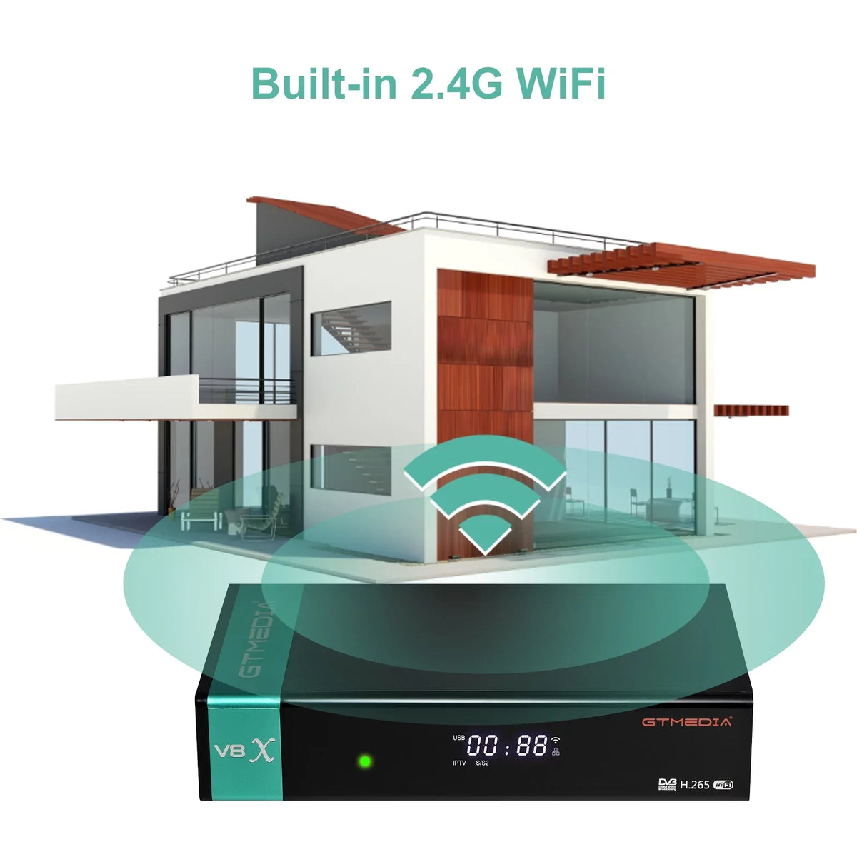 2.4G GTMEDIA Receiver, Built-in CA Card DVB-S/S2X LA Slot V8X WiFi, Signal