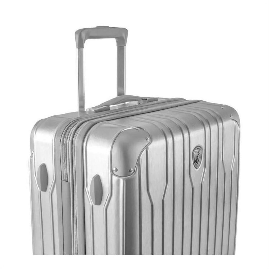 Heys Xtrak Combination Lock, Wheels TSA with 21-Inch Luggage Handle Carry-On Telescopic Expandable, System Spinner Silver Lightweight,