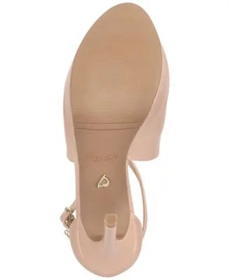 Buckle JEWEL Charly Straps Padded Round M Buckle BADGLEY Adjustable Charm Toe Womens Shoes MISCHKA Pumps 8 Stiletto Crisscross 1" Beige Platform