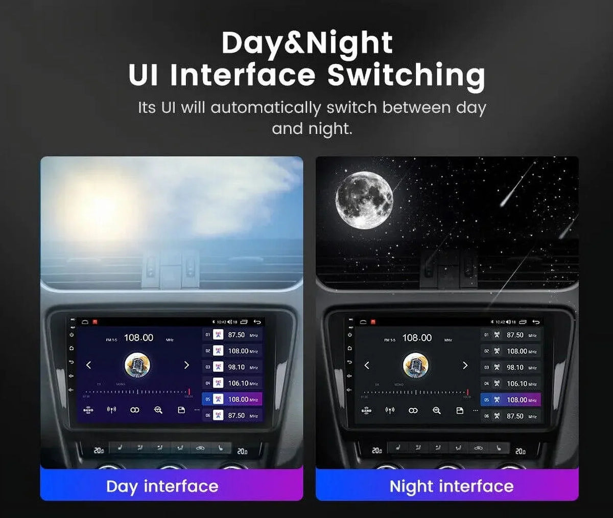DSP Universal Wireless Stereo in-Dash 1280X720 Din 9" Double QLED Carplay Screen Auto Multimedia Android GPS Navigation Head Store,YouTube Car Player,Weather,Play Android Radio Unit 4+32G AM/FM