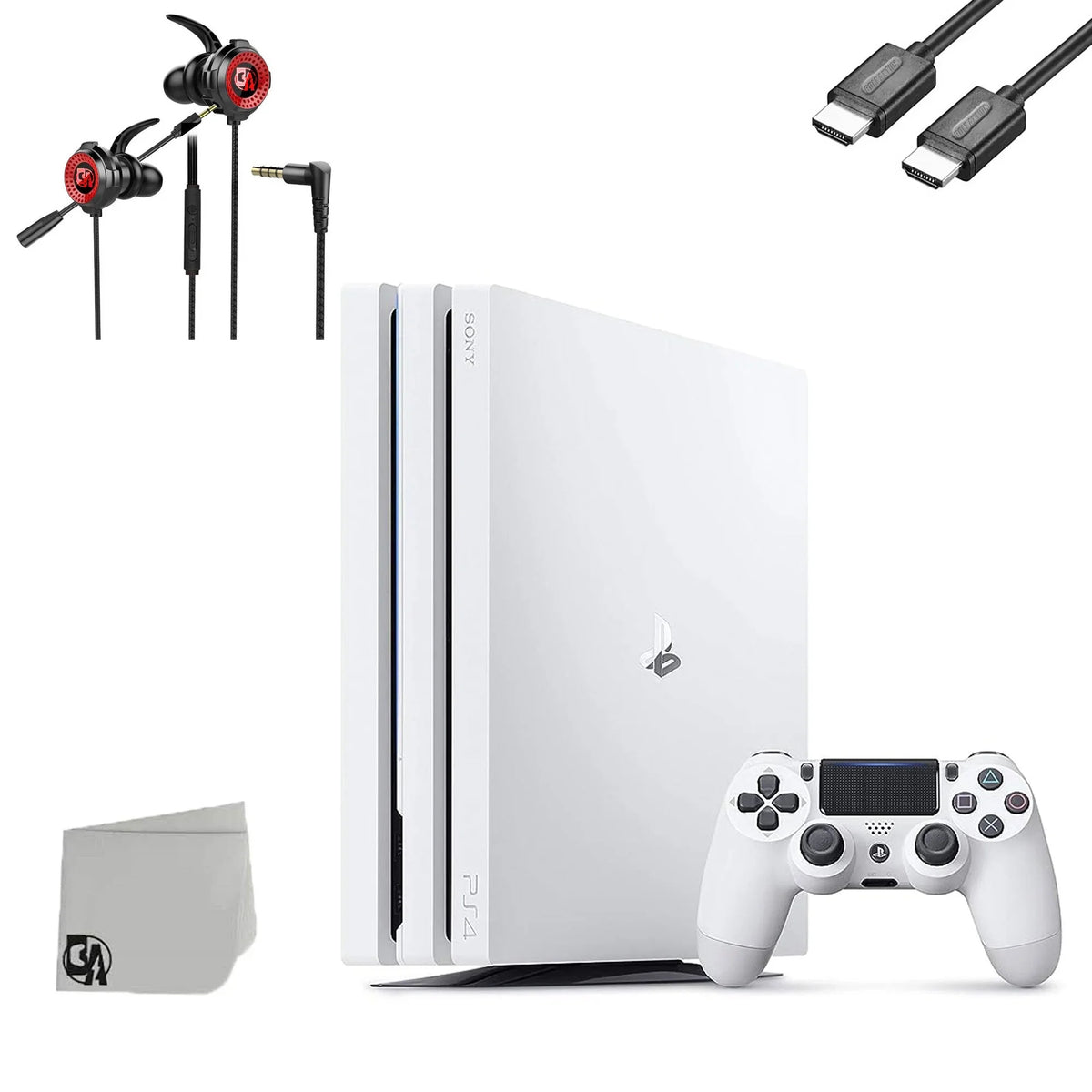 Console Gaming AXTION + 4 With Bundle White BOLT Earbuds Like New Microphone Pro Gaming PlayStation 1TB