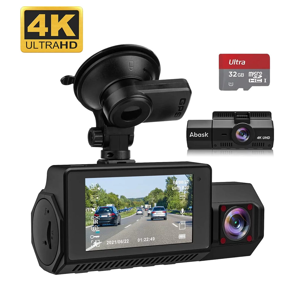 Inside 32GB Angle and With Front With - A8 Recording，WDR Dual Mode，G-Sensor，Loop Abask 1080P 4K Card Night Dashcam 170°/140° - Vision，GPS，Parking cam