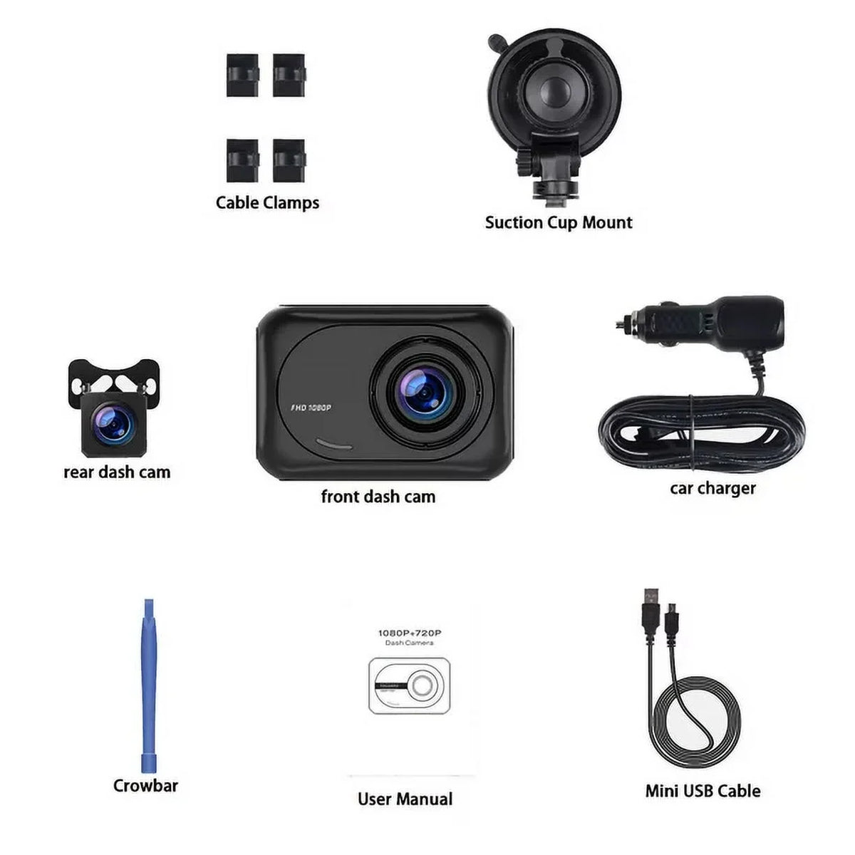 1080P TOGUARD with Loop Cam Camera Recording, 2.45-inch LCD G-Sensor, Car Parking Display, and Night Rear, Mode, with Camera, Dash Vision, Dash WDR Front Dashcam