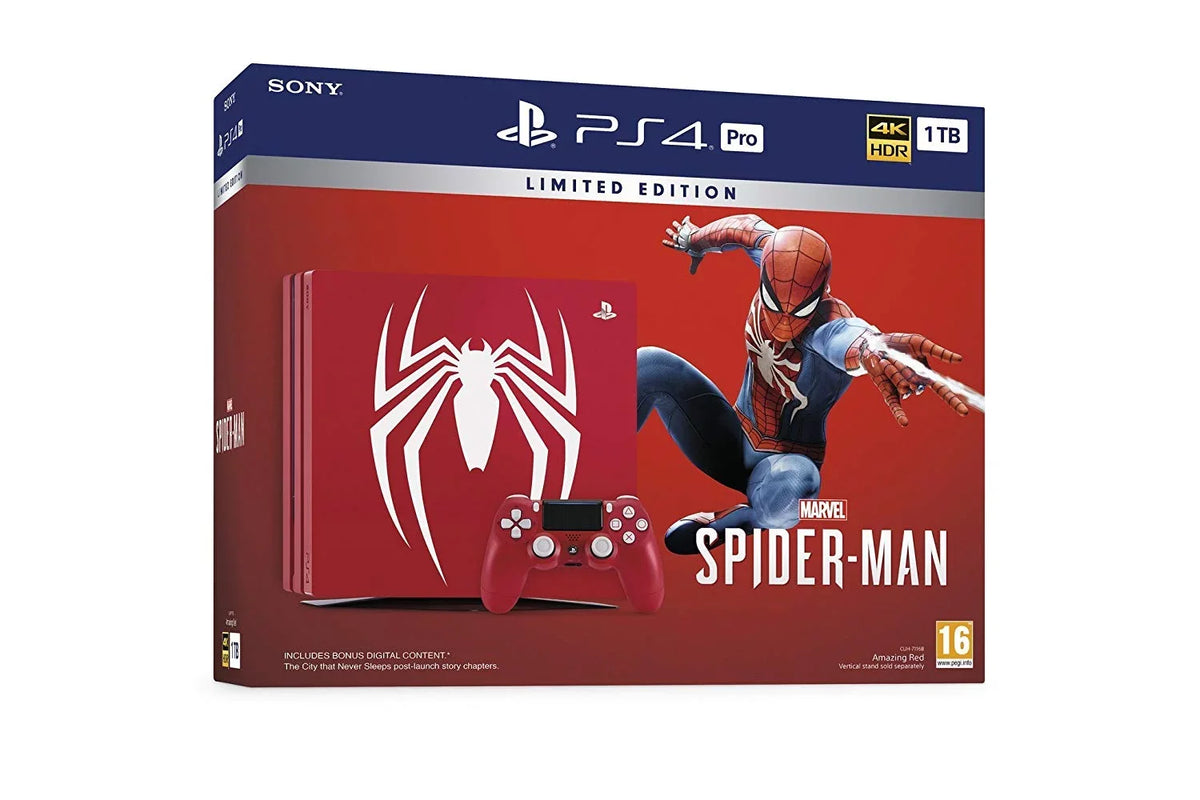 Pro Extra Controller Amazing Wireless Edition Blue Marvel\'s Dualshock Console and Midnight 1TB Limited PlayStation Spider-Man Red Bundle 4