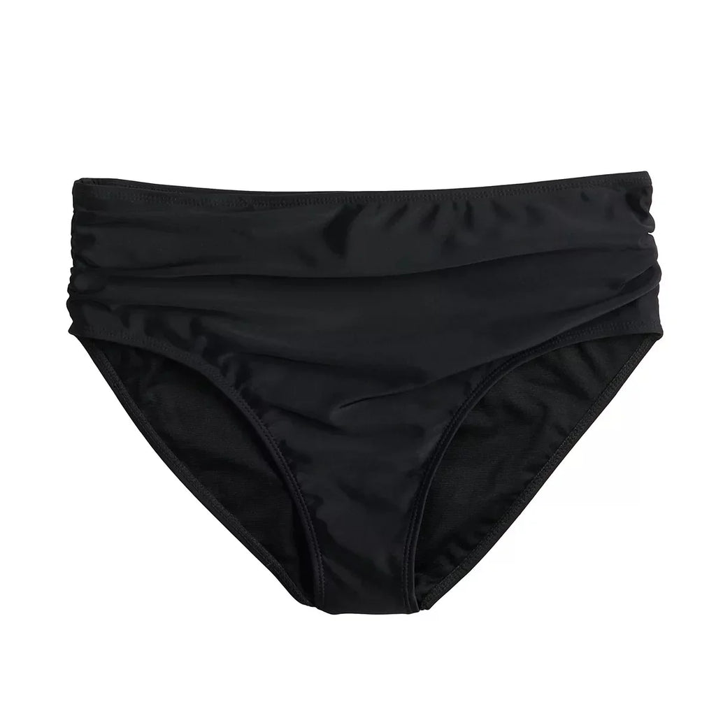 Hi Front BLACK S Top Miller + Shirred Bikini Twist Bottom Nicole Waist 2Pc