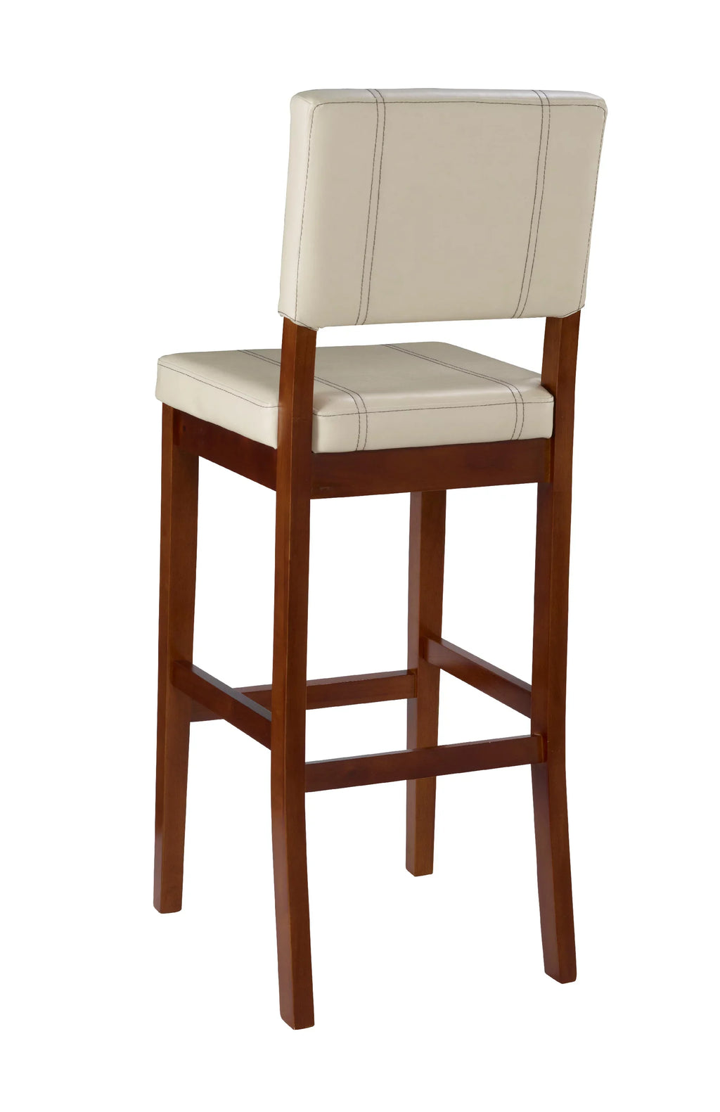 Walnut Finish Stool, Linon Padded Bar 30" Dark Mulberry with Medium PVC Height, Fabric Cream Seat