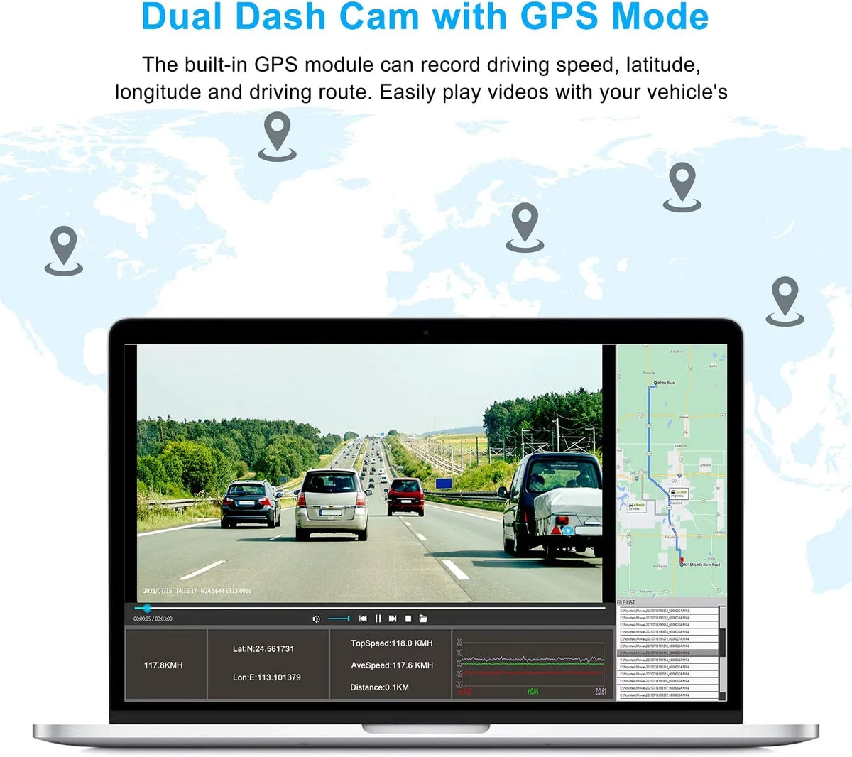 Inside 32GB Angle and With Front With - A8 Recording，WDR Dual Mode，G-Sensor，Loop Abask 1080P 4K Card Night Dashcam 170°/140° - Vision，GPS，Parking cam