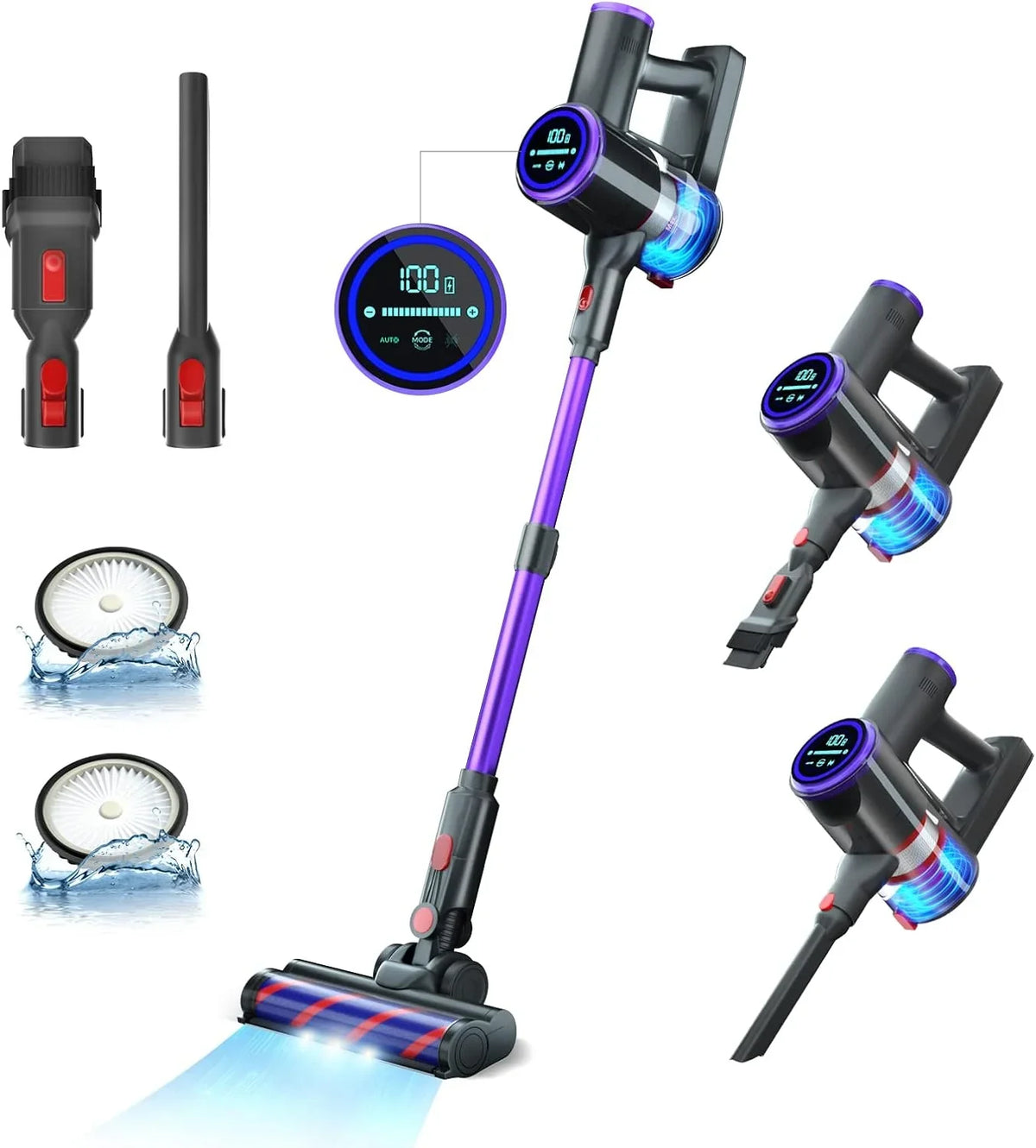 '- UDON Purple Lightweight Vacuum 350W Box C825 Stick Cordless Open Cleaner