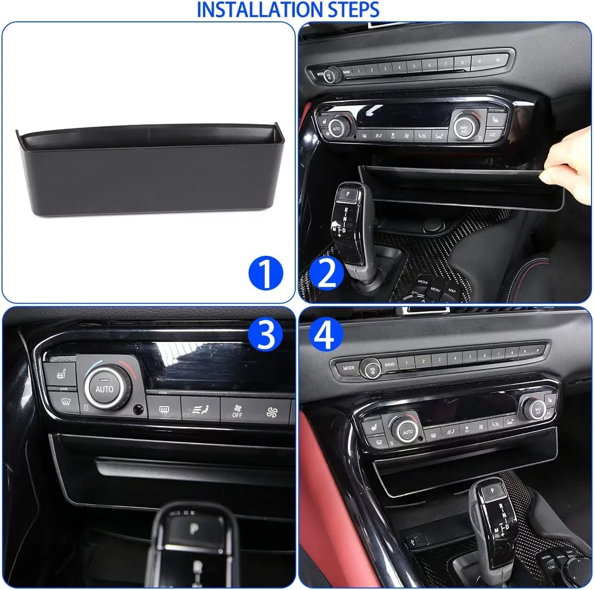 GR Accessories, Auto TINKI Interior MK5 Console Tray Box, 2019-2022 1PCS, Console A91 ABS Storage Organizer, Storage A90 Supra Center Suiatable Black for Storage