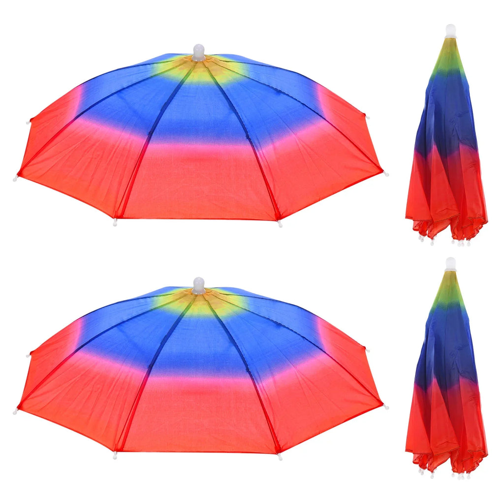 Color Hat Folding Umbrella Umbrella Uxcell 20" Rainbow Pack Fishing Head Rain 4 Sun Cap