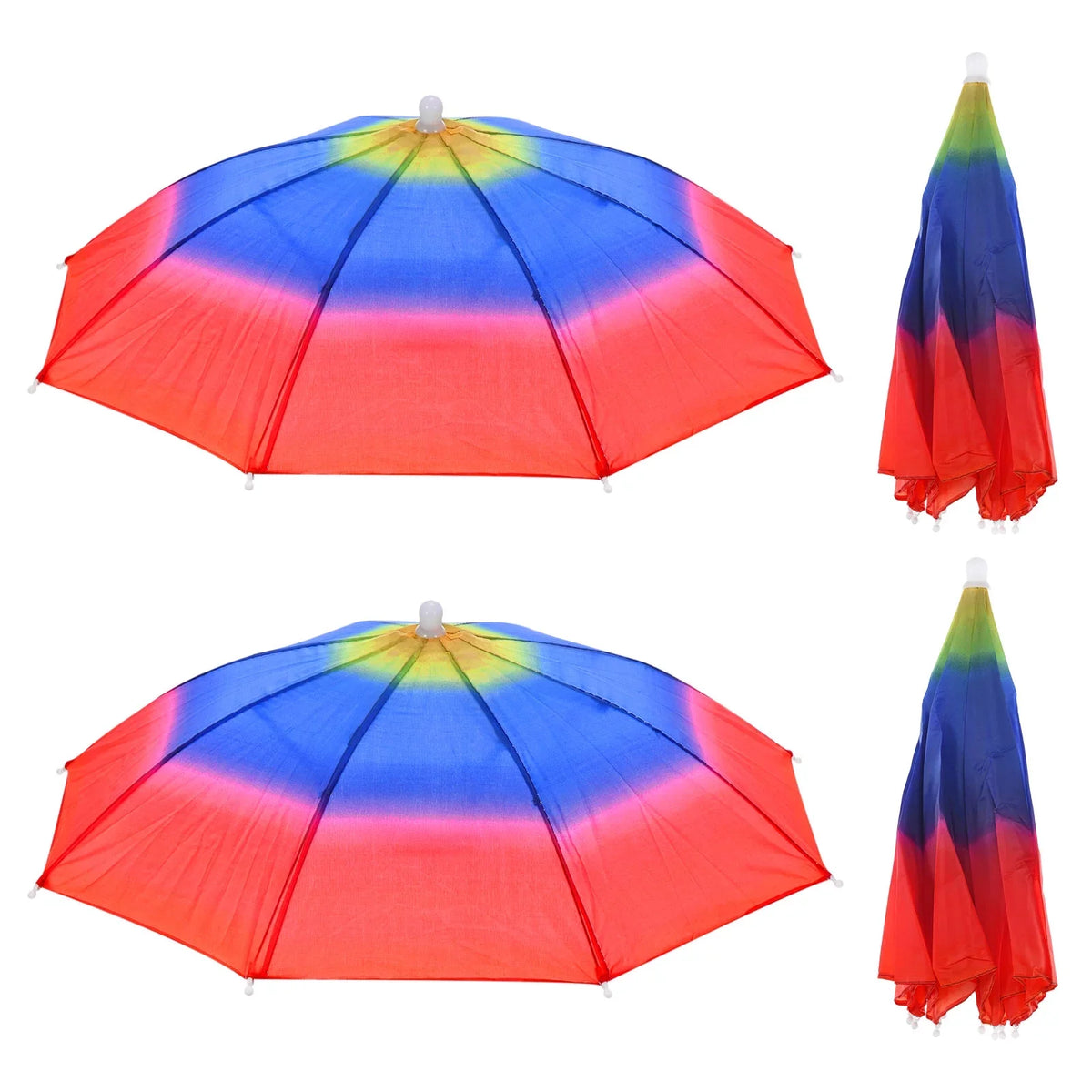 Color Hat Folding Umbrella Umbrella Uxcell 20" Rainbow Pack Fishing Head Rain 4 Sun Cap