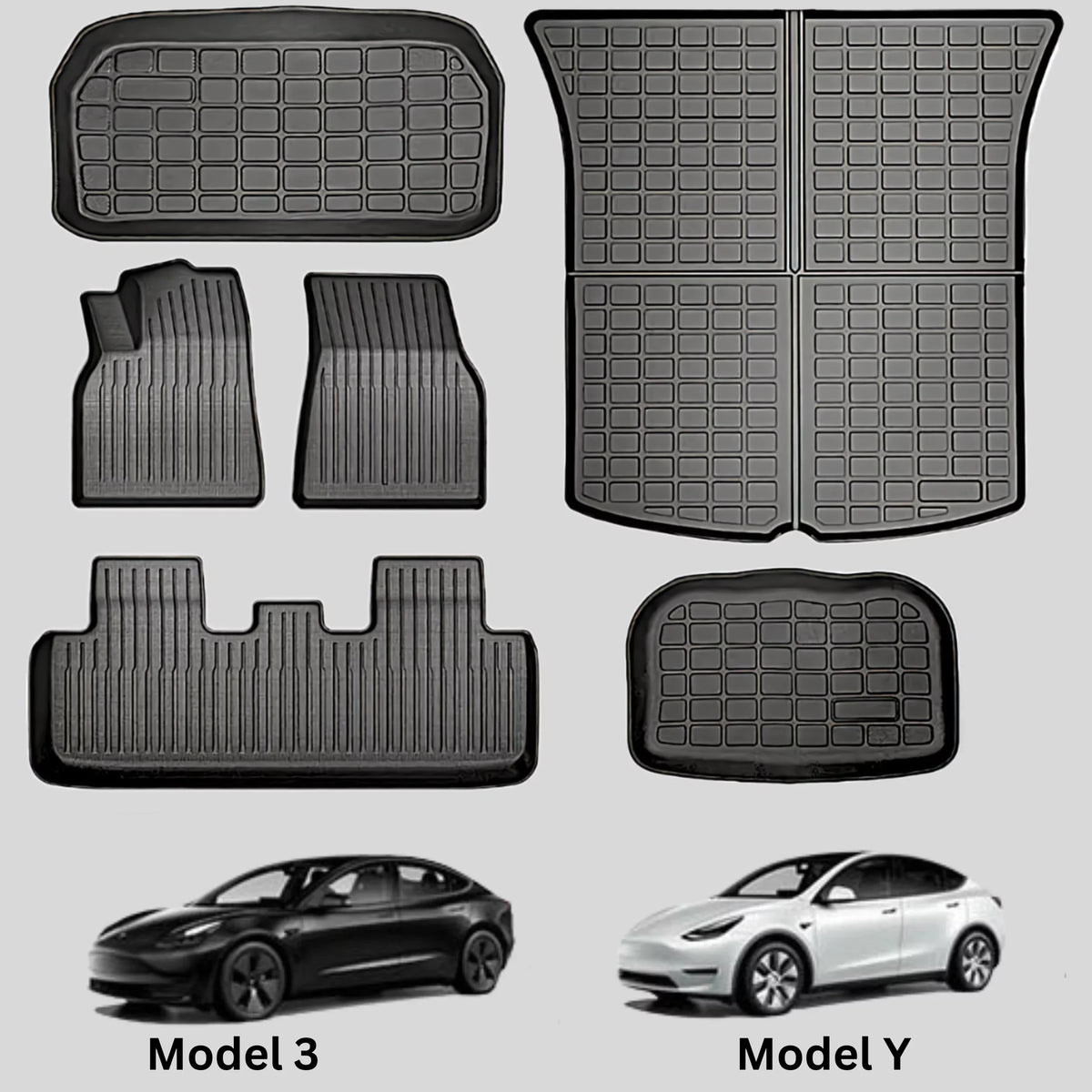 Cargo TPE Mat All Liner Model for BunnyBird 2020-2023 Floor 3-5-Seater Mat Accessories Car Weather Trunk 6-Piece Tesla